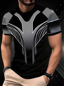 趣味印花T恤 - 修身剪裁，透气涤纶氨纶混纺面料，可机洗，圆领设计，适合夏季休闲穿着 - 白色 - 查看 1