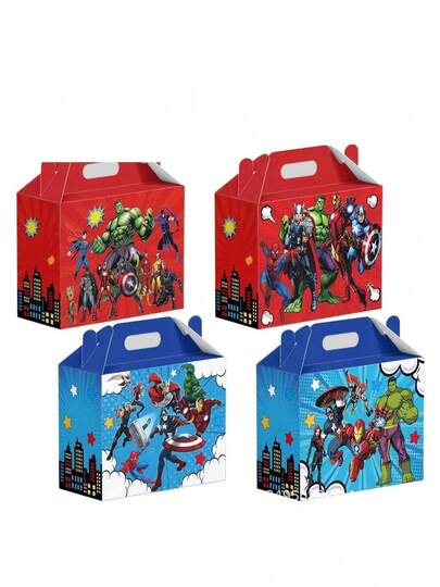  12pcs/Set [Marvel Avengers Hot Blood Cool Style] Red And Blue Heroes Gather Handheld Gift Box Avengers Themed Birthday Party Candy Companion Gift Box Gift New Year's Gift, Valentine's Day Gift, Easter Gift