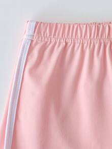 2-Piece Girls' Sweet Style Strawberry Printed Short-Sleeve T-Shirt + Shorts Set, Soft Fabric Summer Casual Wear Tween Girl Outfit - 白色 - 查看 7