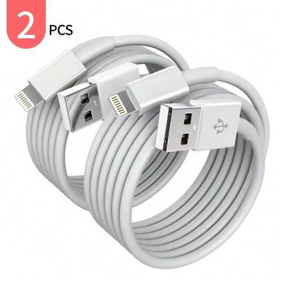 Cable de datos PVC blanco 1-2 piezas 6.6ft/200cm Cable de transferencia de datos de alta eficiencia y carga rápida compatible con iPhone 14 Series, 13/12/11/XS/XR/8/7/6 Regalo del Día de la Mujer Celebración de cumpleaños y aniversario