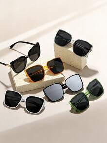 1 pieza Gafas de moda retro con marco cuadrado, adecuadas para uso diario o fotografía callejera - Multicolor - Ver 2