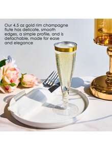 Bộ 5/10/20/25/30/50/100 chiếc, ly sâm panh thủy tinh trong suốt viền vàng, dung tích 4.5 oz, có thể tái sử dụng, bền và sang trọng, thích hợp cho đám cưới, tiệc cocktail, lễ hội, Giáng sinh và Năm mới. - Xem 4