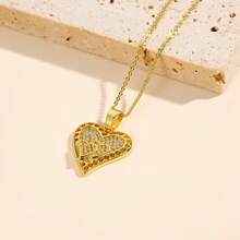 Fashionable Heart-Shaped Love O-Shaped Pendant Necklace, Elegant Copper Tarnish-Resistant Jewelry - Multicolor - View 2