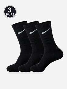 6 Pairs Black Mid-Calf Socks For Women - Black - View 6