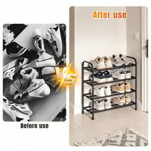 HSHa Expandable Shoe Rack, 2/3/4 Tiers Adjustable Shoe Organizer Shelf For Closet, Black Metal Free Standing Shoes Rack Storage For Hallway Small Space, Entryway - Black - 4 Layers - View 7