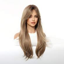 TOPSHE 24英寸摩卡棕色多层自然卷曲中分假发，合成耐热女士假发，适合度假、旅行、化装舞会、派对、日常佩戴、音乐节、婚礼季、节日礼物、婚礼音乐节等场合。 - 摩卡棕 - 查看 5