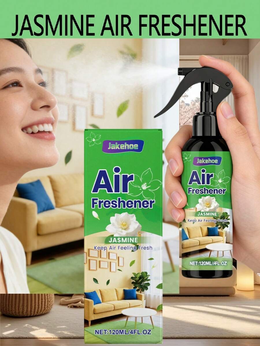 jakehoe 1瓶/120毫升茉莉/草莓香型空气清新剂，室内家居办公室适用，持久留香，采用茉莉花提取物制成，轻轻喷洒于织物上，自然风干即可。 - 空氣清新劑 - 查看 1