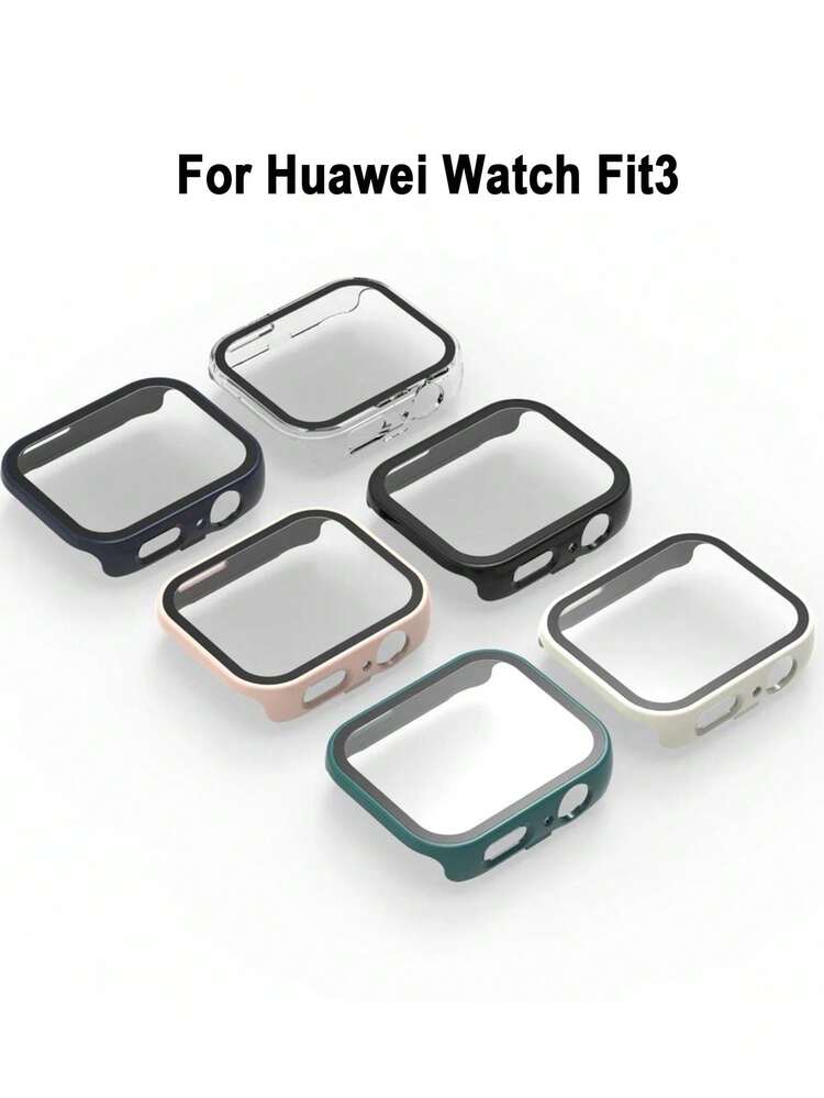 2-In-1 Hard PC Protective Case With Tempered Glass Screen Protector For Huawei Watch Fit 3, Fashionable Daily And Outdoor Smartwatch Protective Case, Full Coverage Anti-Fall Shock-Absorbing Shell, High Sensitivity And Clear Protection, Suitable For Daily Outdoor Wear, A Great Choice For Friends And Family Birthday, Christmas, Back To School Gifts - For  Watch Fit3 - View 1