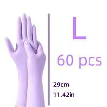 50只12英寸丁腈手套，一次性丁腈手套，家用清洁手套，厨房洗碗手套，可重复使用手套，多功能丁腈手套 - 60件紫色 - 查看 8