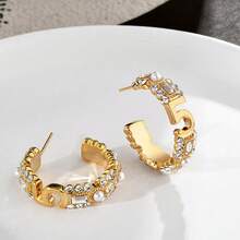 Rhinestone Studded Number 5 Earrings, Luxury Elegant Personalized Fashion Commuter Versatile Earrings - Diamond-encrusted Number Earrings - View 3