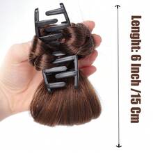 Clip de pelo falso para moño bajo, accesorio de pelo trenzado para moño, pieza de pelo para chignon, moño de pelo falso estilo chino - Dark Brown - Ver 2