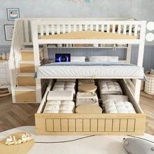Kids Bed Frames, Headboards & Footboards - Natural+White + Wood+Metal - View 5