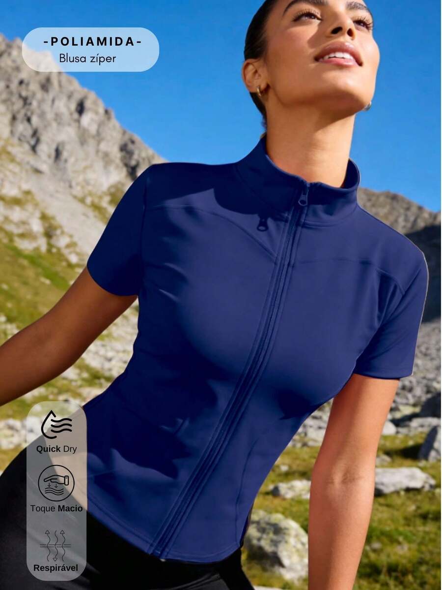 FITNESS JACKET IN POLYAMIDE – PERFORMANCE & ELEGANCE - Blue - View 1