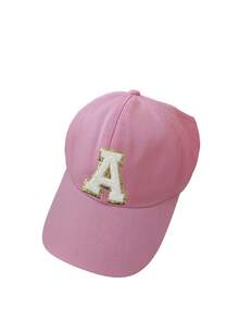 1pc A-Z Letter Backless Ponytail Baseball Cap, Girl Fashion Sports Sun Protection Hat - Pink - View 4