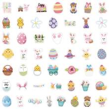 50 Pcs Easter Egg Vinyl Stickers, Beautiful And Practical, Suitable For Scrapbooks, Diaries, Bumpers, Skateboards, Water Bottles, Helmets, Water Cups, Car Stickers, Etc. - Multicolor - View 3