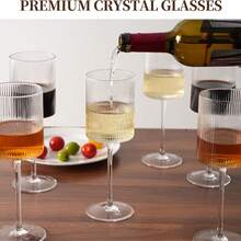 12/6/2/1只装条纹圆柱形高脚葡萄酒杯，透明/粉色/绿色，适合朋友聚会、婚礼、宴会、节日、生日派对、香槟杯，可作为礼物送给朋友、家人和丈夫，营造新年派对氛围，也可作为情人节礼物，适合户外和露营。 - 查看 10