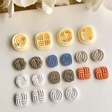 Set de 4 moldes de arcilla polimérica tejida para pendientes, kit de moldes de arcilla polimérica DIY para pendientes, molde de corte pequeño creativo, herramientas hechas a mano para pendientes - Amarillo - Ver 4