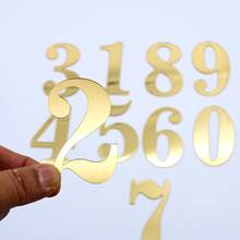 1/2 Set di decorazioni per torta in acrilico a specchio dorato con numeri da 0 a 9 di dimensioni mini, per anniversario, compleanno, matrimonio, decorazione dolci e feste - Visualizzare 9