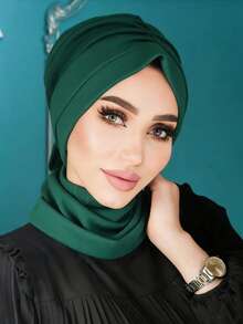 قطعة واحدة من التربان الفوري للنساء، وشاح رأس أنيق بلون سادة، وشاح رأس قابل للانزلاق والامتصاص، تصميم مطوي لمظهر حجمي، قماش جيرسيه ناعم ومريح من الموديال، مناسب للارتداء اليومي والرياضة واليوغا - متعدد الألوان - مشاهدة 17