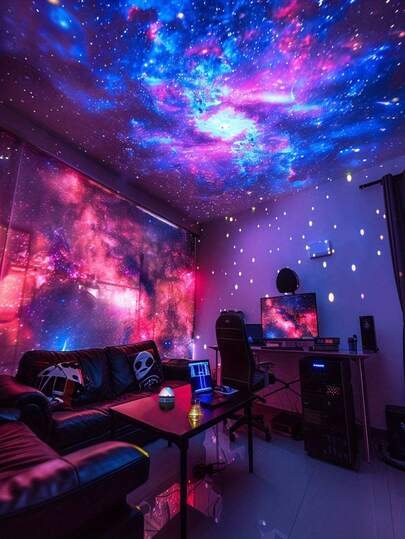 1pc Star Projector Light, LED Aurora Projection Lamp, USB Powered Galaxy Night Light, Remote Control Starry Sky Lamp, Suitable For Home Decor, Bedroom, Room, Party, Birthday, Living Room, Wedding