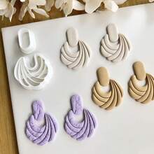 Bohemian Geometric Striped Embossed Clay Sculpting Tool, Elegant Design Mold Suitable For DIY Earrings And Jewelry Making, Handmade Earring Design And Crafting - White - View 5