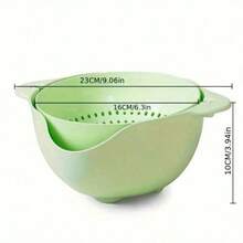 Una cubeta de doble capa para lavar frutas y verduras para la cocina del hogar, una canasta de filtro giratoria para lavar verduras, una canasta de drenaje para drenar el agua sin caer, y una bandeja de frutas para el salón - Versión engrosada - Ver 7