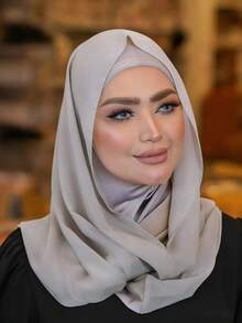 1pc Women's Solid Color Minimalist Versatile Muslim Instant Hijab, Pullover Style Hijab For Quick And Easy Wear, Solid Color Minimalist Casual Elegant Classic Versatile, Built-In Chiffon Scarf, Soft Chiffon Fabric, Comfortable Breathable Material, Suitable For Daily Wear - Multicolor - View 12