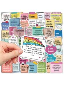 1 pieza Pegatina de garabato motivacional, Colección de pegatinas de garabatos inspiracionales en inglés, Pegatina de paisaje impermeable, Suministros para scrapbooking, Papelería, Pegatinas divertidas - Pegatinas de grafiti - Ver 5