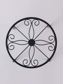 1/2pcs Classic Iron Flower Stand, Round Metal Planter Holder With Floral Pattern, Lightweight Baked Paint Potted Plant Display Rack, Multi-Purpose Indoor/Outdoor Garden Container Holder - Round - View 4
