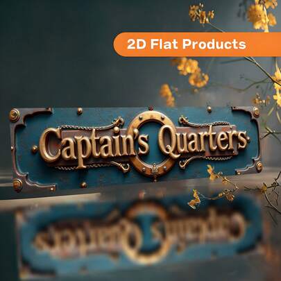 Vintage "Captain's Cabin" Metal Wall Decor - Large Nautical Theme Plaque (10x40cm/15.7x3.9in), Suitable For Home, Office, Bar Or Men's Space - Rustic Captain's Cabin Decoration, Unique Gift Idea With Pre-Drilled Holes, 2D Flat Design Hole Positions Random