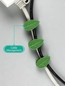 10/20/30个装 叶子形状电线夹，自粘式电线整理器，可爱绿色电线固定器，用于整理桌面、墙壁、家庭和办公室中的电线 - 葉子 - 查看 3