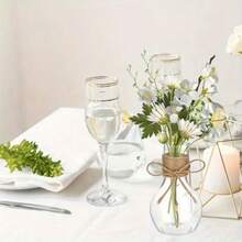 Retro Plastic Vase, Mini Round Bulb Plant Container, Suitable For Wedding Table Decor, Planting Lilies And Avocado, Applicable For Receptions, Home Decor And Holiday Parties, Durable And Easy To Clean, Great For Home, Events, Office Decor, Housewarming Gifts, Room Decor, Glass Vase - A - View 6