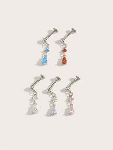 1pc Fashionable Minimalist Water Drop Diamond Pendant Earrings, Suitable For Women's Daily Wear - water droplets - View 2
