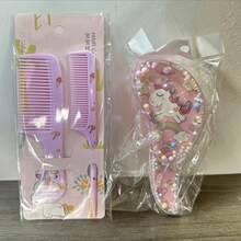 3 قطع مجموعة مشط كرتوني، مجموعة مشط وحيد القرن مطبوع مكون من 3 قطع، فرشاة شعر مشط ذيل مدبب كرتوني - متعدد الألوان - مشاهدة 5