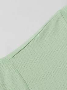 男士T恤，休闲透气运动短袖，简约印花圆领上衣，健身通勤户外运动针织衫 - 薄荷綠 - 查看 6