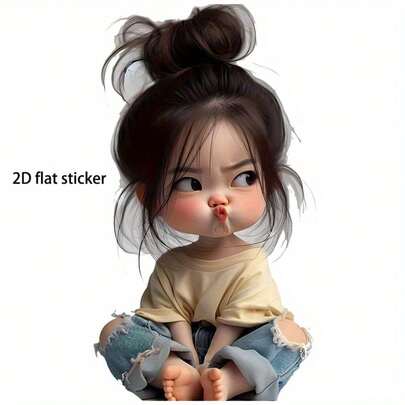 1pc Cute Girl Cartoon Vinyl Sticker, Suitable For Laptop, Bottle, Truck, Phone, Motorcycle, Wall, Cup - Self-Adhesive, Smooth Surface, Cartoon Design, Motorcycle Sticker, Laptop Decor, Cup Sticker, Funny Pattern, Wall Art, Truck Sticker, Cup Decoration, Fantasy Art, Decorative Vinyl, Removable Adhesive, Durable Vinyl, Leather Adhesive, Car Enthusiasts, Stylish Sticker