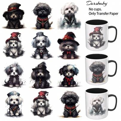 Dorsbaby 12PCS/SET UV DTF Cup Wrap Style UV DTF Transfer Paper Suitable For Mugs, Glasses, Tables, Chairs, Computers, High Viscosity UV DTF Transfer Wrap(Mug Not Included)