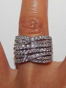 1 Peça Anel Glamoroso de Zircônia Cúbica para Mulheres para Casamento, Noivado, Aniversário, Festa, Joias, Presente do Dia dos Namorados - 1# - Visão 7