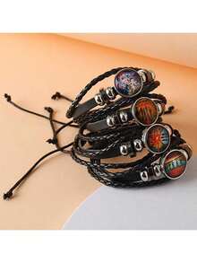 1条奇幻时光宝石黑色编织皮手链，款式随机，新年礼物，情人节礼物，复活节礼物 - 彩色 - 查看 2