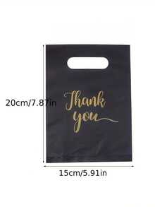 150pcs Black Plastic Gift Bags With "Thank You" Design - Durable, Fashionable, Reusable, 3 Sizes (Small, Medium, Large), Suitable For Retail Or Gift Shop Packaging, Gift Bags, Gift Wrapping, Fashion Packaging, Sturdy And Durable - Black Thank You Gift Bag Set - View 3
