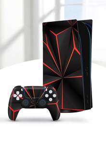 6pcs P5 Game Console Stickers With Red & Black Patterns, Dust-Proof And Wear-Resistant - View 5