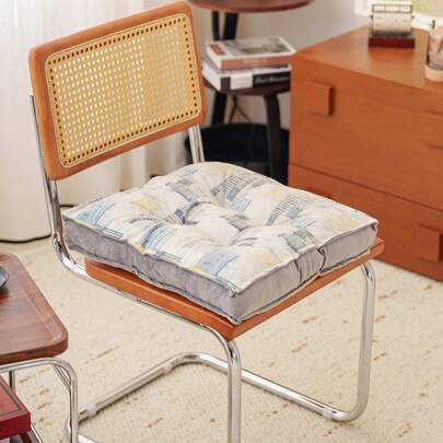 1 件加厚农舍风格椅垫，撞色设计，系带固定，适用于餐厅和卧室的室内/室外椅子，柔软舒适，易于清洁