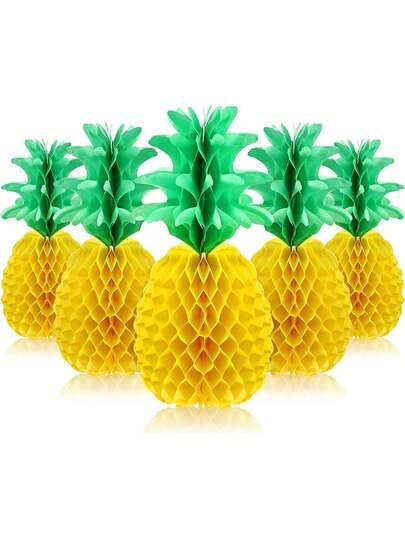 1pc Pineapple Honeycomb Centerpieces Tissue Paper Pineapple Table Hanging Decorations For Tropical Luau Hawaiian Jungle Party Supplies Favor