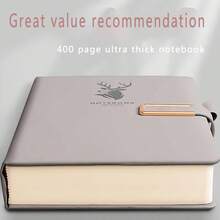 400-Page Super Thick Notebook, A5 Eye-Protective Paper Thick Notebook, Student Draft Notebook, Office And Business Meeting Notebook, Leather Notebook, Equipped With Personalized Soft Leather And Bookmarks, Suitable For School, Office, Business, Student Supplies And Gifts - A5 - View 9