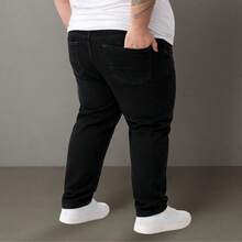 EVOLUTION PLAY Men's Plus Size Jeans 48 To 58 Lycra Slim XXG - 黑色 - 查看 3