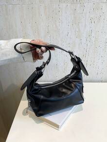 2026 New Arrival Women's Leather Shoulder Bag, Niche Design Luxury High-Quality Underarm Bag, Cool Girl Retro Crossbody Purse - Black - View 5