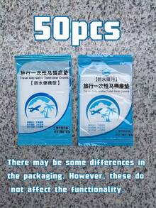 50pcs Disposable Transparent Waterproof Durable Plastic Toilet Seat Covers, Travel Hygiene Liners, Easy To Clean, Essential For Summer Home - Multicolor - View 10