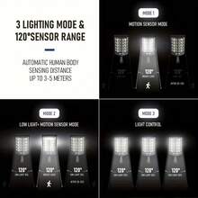 1/2 st 504 LED solcellslampor, IP65 solcellsdrivna rörelsesensorlampor med fjärrkontroll, utomhus LED-strålkastare för gård, trädgård, garage, camping och gata - 504 LED solgatubelysning - Visa 5