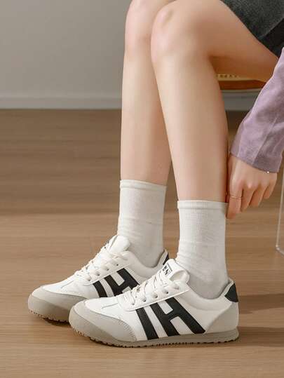 2026 Women's Outdoor Casual Sports Shoes, Metal Buckle Decor, Faux Leather Material, Lace-Up Design, Comfortable & Fashionable, New Arrival For Autumn