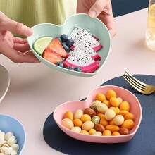 10件套15.5厘米心形塑料零食盘，可重复使用，可作开胃菜盘、糖果碟、水果盘，适用于厨房、派对、圣诞节、情人节、婚礼、婴儿派对，可用洗碗机清洗。 - 彩色 - 查看 7